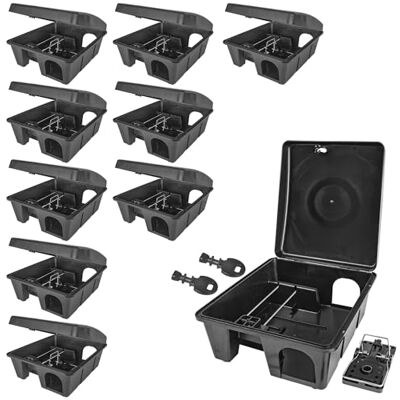 Petigi Auswahl Köderstation Ratten Mäuse Köderbox Schlagfalle Garten Mausfalle Rattenköderbox Box Rattenfalle Rattenköderstation Kinder- Haustiersicher Koederbox Gift , Anzahl:10 Petigi Auswahl Köderstation Ratten Mäuse Köderbox Schlagfalle Garten Mausfalle Rattenköderbox Box Rattenfalle Rattenköderstation Kinder- Haustiersicher Koederbox Gift , Anzahl:10