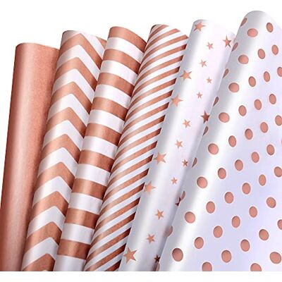 MAMUNU Geschenkpapier Seidenpapier Set, 120 Blatt Metallic Seidenpapier Bulk für Verpacken und Basteln, 6 Designs Transparentpapier für Geschenktüten Geburtstag Hochzeit Weihnachten, 50 x 35 cm MAMUNU Geschenkpapier Seidenpapier Set, 120 Blatt Metallic Seidenpapier Bulk für Verpacken und Basteln, 6 Designs Transparentpapier für Geschenktüten Geburtstag Hochzeit Weihnachten, 50 x 35 cm