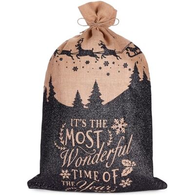 BRUBAKER Weihnachtssack Most Wonderful Time of the Year 80 cm Geschenksack Weihnachten Nikolaussack Jutebeutel Sack mit Kordel zum Verpacken von Geschenken Weihnachtsmann mit Schlitten BRUBAKER Weihnachtssack Most Wonderful Time of the Year 80 cm Geschenksack Weihnachten Nikolaussack Jutebeutel Sack mit Kordel zum Verpacken von Geschenken Weihnachtsmann mit Schlitten
