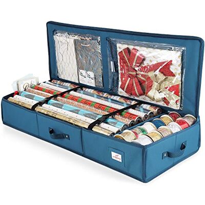 Hearth & Harbor Luxus Weihnachten Organizer Geschenkpapier Rollen Bettbehälter Aufbewahrungsbox für Urlaub Zubehör 600D Oxford Polyester Gewebe Medium stahlblau Hearth & Harbor Luxus Weihnachten Organizer Geschenkpapier Rollen Bettbehälter Aufbewahrungsbox für Urlaub Zubehör 600D Oxford Polyester Gewebe Medium stahlblau