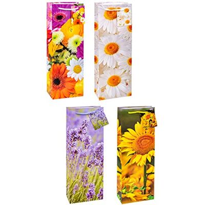 TSI Geschenktüten BLUMEN-MIX für Wein- und Sektflaschen, 12er Packung, Größe: Flasche (HxBxT 36 x 12 x 8 cm), Art. Nr. 84283 TSI Geschenktüten BLUMEN-MIX für Wein- und Sektflaschen, 12er Packung, Größe: Flasche (HxBxT 36 x 12 x 8 cm), Art. Nr. 84283
