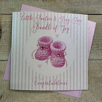 White Cotton Cards N206 Pink Beute, Little Beute & Tiny Toes Bundle of Joy handgefertigt Congratulations New Baby Girl Karte White Cotton Cards N206 Pink Beute, Little Beute & Tiny Toes Bundle of Joy handgefertigt Congratulations New Baby Girl Karte