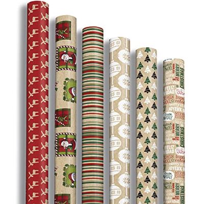 Clairefontaine 211421AMZC Karton mit 12 Rollen Geschenkpapier Kraftnatur 2mx0m70 70g, sortierte Motiven authentisch, 12 Rollen Clairefontaine 211421AMZC Karton mit 12 Rollen Geschenkpapier Kraftnatur 2mx0m70 70g, sortierte Motiven authentisch, 12 Rollen