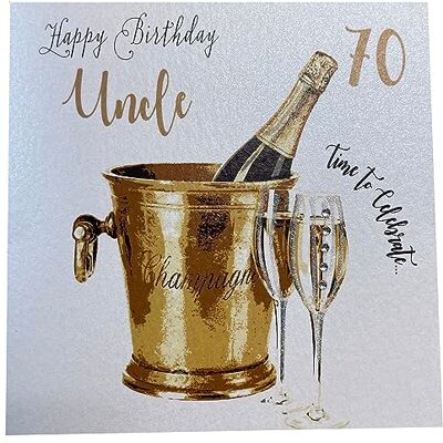 White Cotton Cards WBS70-U Sektkühler Uncle, Happy Birthday 70, zum 70. Geburtstag, handgemacht, Weiß White Cotton Cards WBS70-U Sektkühler Uncle, Happy Birthday 70, zum 70. Geburtstag, handgemacht, Weiß