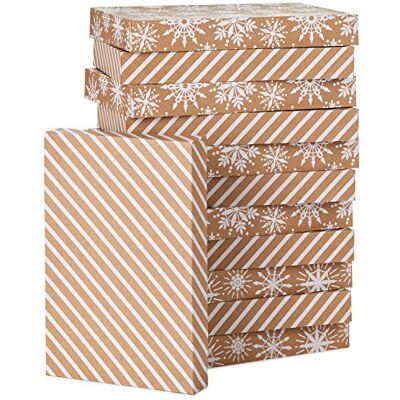 Hallmark 0005XBC1123 12 Hemdschachteln, Papier, Weiße Schachteln mit Schneeflocken und Streifen Hallmark 0005XBC1123 12 Hemdschachteln, Papier, Weiße Schachteln mit Schneeflocken und Streifen