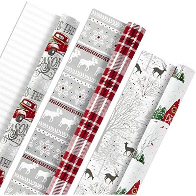 Hallmark 5JXW1034 Tri Pack RVRS IOP Rustic woodland Rolle Wrap, Papier, Rustikales Waldgebiet, 3 Stück Hallmark 5JXW1034 Tri Pack RVRS IOP Rustic woodland Rolle Wrap, Papier, Rustikales Waldgebiet, 3 Stück