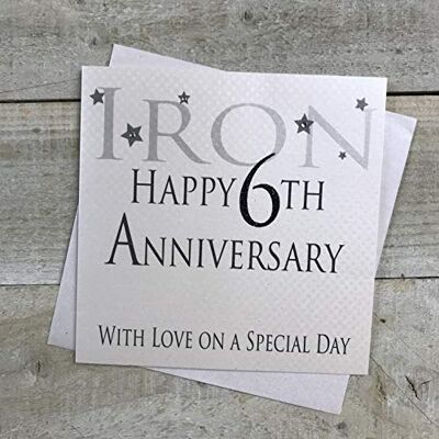 WHITE COTTON CARDS "Eisernen Happy 6th Anniversary with Love auf Einer speziellen Day handgefertigt Karte WHITE COTTON CARDS "Eisernen Happy 6th Anniversary with Love auf Einer speziellen Day handgefertigt Karte