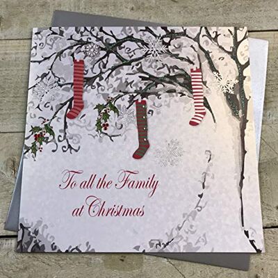 White Cotton Cards zu allen die Familie zu Weihnachten handgefertigt Karte White Cotton Cards zu allen die Familie zu Weihnachten handgefertigt Karte