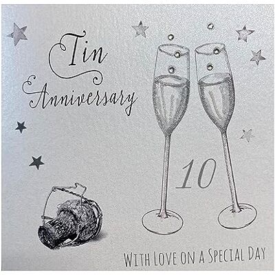 White Cotton Cards "Tin Anniversary with Love On Your Special Day 10th Anniversary Karte zur Rubinhochzeit White Cotton Cards "Tin Anniversary with Love On Your Special Day 10th Anniversary Karte zur Rubinhochzeit
