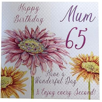 White Cotton Cards wba65 Mum Rosa 65 Gerbra, Mum Happy Birthday Have a Wonderful Day, für den 65. Geburtstag, Weiß White Cotton Cards wba65 Mum Rosa 65 Gerbra, Mum Happy Birthday Have a Wonderful Day, für den 65. Geburtstag, Weiß