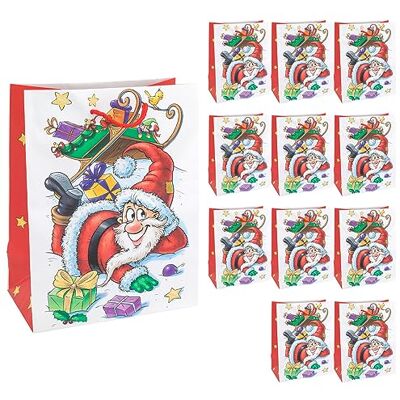 Idena 30344-12 Geschenktüten Santa, 12 Stück, 18 x 23 x 10 cm, Papiertüten, Geschenktaschen, Weihnachtstüten Idena 30344-12 Geschenktüten Santa, 12 Stück, 18 x 23 x 10 cm, Papiertüten, Geschenktaschen, Weihnachtstüten