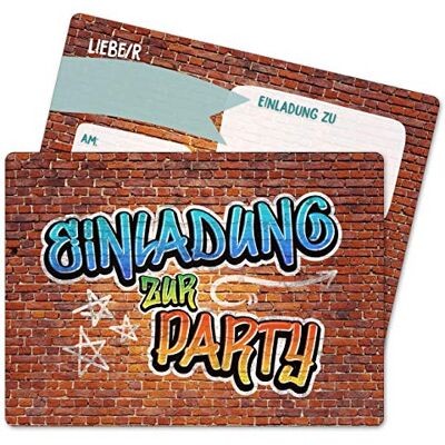 Papierdrachen 12 Einladungskarten zum Geburtstag für Teenager Jungs Motiv Grafitti blau Geburtstagseinladungen für Deine Geburtstagsparty (DIN A6 mit abgerundeten Ecken) Papierdrachen 12 Einladungskarten zum Geburtstag für Teenager Jungs Motiv Grafitti blau Geburtstagseinladungen für Deine Geburtstagsparty (DIN A6 mit abgerundeten Ecken)
