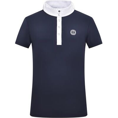 Imperial Riding Kinder Turniershirt IRH Basic Glam, Kurzarm Reitshirt mit Stehkragen, leicht und atmungsaktiv, Navy, 140 Imperial Riding Kinder Turniershirt IRH Basic Glam, Kurzarm Reitshirt mit Stehkragen, leicht und atmungsaktiv, Navy, 140
