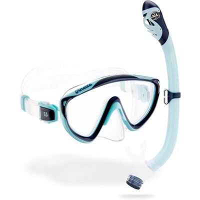 CRESSI Tinetto & Iguana Dry Mask & Snorkel Kits, Navy/Cyan CRESSI Tinetto & Iguana Dry Mask & Snorkel Kits, Navy/Cyan