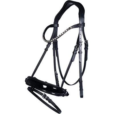 HKM Trense -Fleur- Englisch kombiniertes Reithalfter weich abgepolstertes Qualitätsleder, Strassstirnriemen, inkl. Zügel Farbe schwarz Größe Pony, Vollblut, Warmblut (Vollblut) HKM Trense -Fleur- Englisch kombiniertes Reithalfter weich abgepolstertes Qualitätsleder, Strassstirnriemen, inkl. Zügel Farbe schwarz Größe Pony, Vollblut, Warmblut (Vollblut)