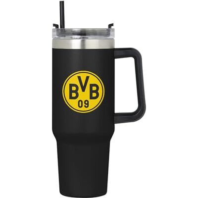 FOCO Offizielles Lizenzprodukt Borussia Dortmund Fußball Teamfarbe XL 1.1L/40oz Isoliert Reisebecher FOCO Offizielles Lizenzprodukt Borussia Dortmund Fußball Teamfarbe XL 1.1L/40oz Isoliert Reisebecher