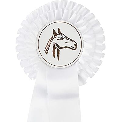 PFIFF Turnierschleife Plisseeschleife mit Satinband, Rosette weiß PFIFF Turnierschleife Plisseeschleife mit Satinband, Rosette weiß