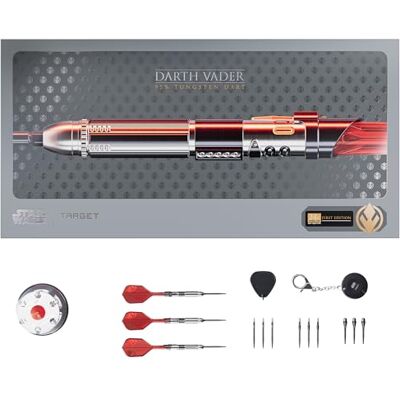 Target Darts Star Wars Darth Vader Lightsaber Steeldart-Set, 24 G 95% Tungsten, Swiss Points und Softpoints-Conversion, K-Flex-Flights und -Schäfte, Dartpfeil-Ständer, Limited-Edition-Sets Target Darts Star Wars Darth Vader Lightsaber Steeldart-Set, 24 G 95% Tungsten, Swiss Points und Softpoints-Conversion, K-Flex-Flights und -Schäfte, Dartpfeil-Ständer, Limited-Edition-Sets