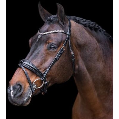 Imperial Riding IRH Olympia Trense ohne Zügel, anatomisches Genickstück, Kalbslederpolsterung, Stirn- & Nasenriemen mit Strass, hochwertiges Büffelleder, Edelstahlbeschläge, Schwarz-Rose-Gold, Pony Imperial Riding IRH Olympia Trense ohne Zügel, anatomisches Genickstück, Kalbslederpolsterung, Stirn- & Nasenriemen mit Strass, hochwertiges Büffelleder, Edelstahlbeschläge, Schwarz-Rose-Gold, Pony