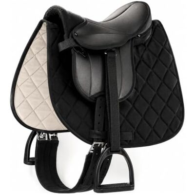 German Riding Kinder Shetty Holzpferd Sattel Set – Komplettset für kleine Reiter und Holzpferde – Schwarz German Riding Kinder Shetty Holzpferd Sattel Set – Komplettset für kleine Reiter und Holzpferde – Schwarz