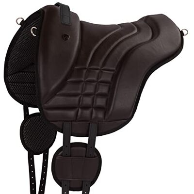 Equinate Reitpad Stella aus synthetischem Leder Pony Braun Bareback Pad mit pflegeleichter Neopren Unterseite Reitkissen Baumloser Sattel Equinate Reitpad Stella aus synthetischem Leder Pony Braun Bareback Pad mit pflegeleichter Neopren Unterseite Reitkissen Baumloser Sattel