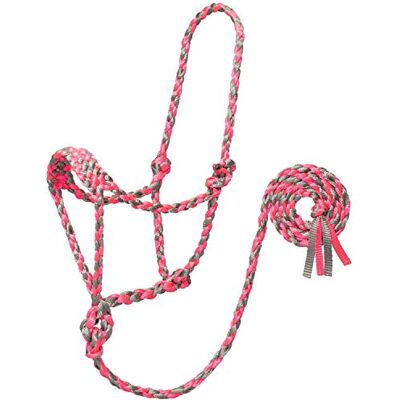 Weaver Equine Weaver Leather Uni-Erwachsene Braided Rope Halter with 6' Lead, Average Führstrick, Grau/Pink, Horse Weaver Equine Weaver Leather Uni-Erwachsene Braided Rope Halter with 6' Lead, Average Führstrick, Grau/Pink, Horse