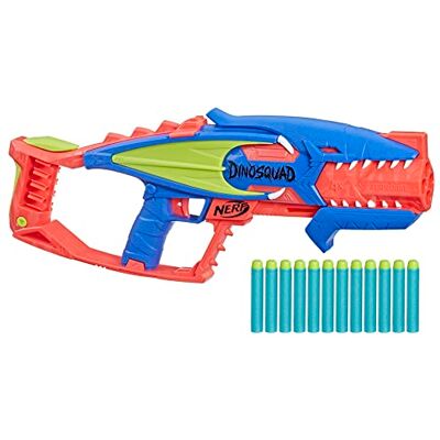 NERF DinoSquad Terrodak, 12 Elite Darts, Dinosaurier-Design, 4-Dart Blaster für Kinder NERF DinoSquad Terrodak, 12 Elite Darts, Dinosaurier-Design, 4-Dart Blaster für Kinder