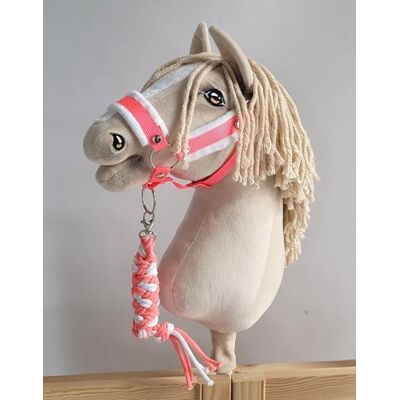 Super Strick für Hobby Horse mit Kordel Neon pink/weiß Super Strick für Hobby Horse mit Kordel Neon pink/weiß