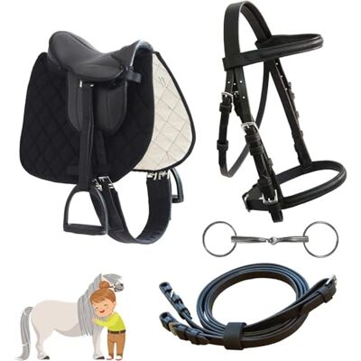 My Sweet Pony ® Kinder Shetty Sattel-Set + Trense + Gebiss + Zügel für Pony Shetty und Holzpferd Alles enthalten Komplett-Set Ideal für erste Reitversuche Sattel DIN geprüft My Sweet Pony ® Kinder Shetty Sattel-Set + Trense + Gebiss + Zügel für Pony Shetty und Holzpferd Alles enthalten Komplett-Set Ideal für erste Reitversuche Sattel DIN geprüft
