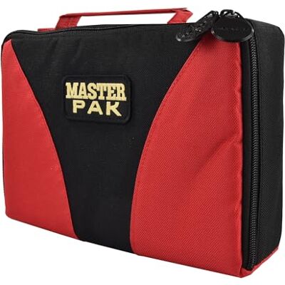 Karella Darttasche Master PAK, perfekte Aufbewahrung für bis 3 Set Darts und viel Zubehör, Dartcase, Tasche für Darts, Verschiedene Varianten (schwarz-rot) Karella Darttasche Master PAK, perfekte Aufbewahrung für bis 3 Set Darts und viel Zubehör, Dartcase, Tasche für Darts, Verschiedene Varianten (schwarz-rot)