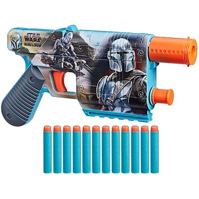 NERF Star Wars The Mandalorian Dart Blaster, 12 Elite Darts, Interner Clip, Spielzeug Foam Blaster für 8 Jahre alte Jungen & Mädchen & Up NERF Star Wars The Mandalorian Dart Blaster, 12 Elite Darts, Interner Clip, Spielzeug Foam Blaster für 8 Jahre alte Jungen & Mädchen & Up