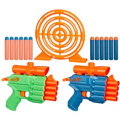 NERF Elite 2.0 Face Off Zielscheiben-Set, inkl. 2 Dart-Blastern & Zielscheibe & 12 Elite-Darts, Spielzeug-Schaumstoff-Blaster für Outdoor-Spiele für Kinder NERF Elite 2.0 Face Off Zielscheiben-Set, inkl. 2 Dart-Blastern & Zielscheibe & 12 Elite-Darts, Spielzeug-Schaumstoff-Blaster für Outdoor-Spiele für Kinder