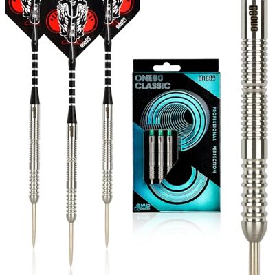 ONE80 Professionelles Dart-Set mit Stahlspitze, 90% Wolfram, mit Geschenkbox (F-22 g) ONE80 Professionelles Dart-Set mit Stahlspitze, 90% Wolfram, mit Geschenkbox (F-22 g)