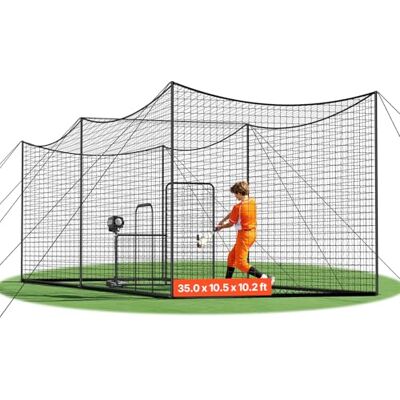 VEVOR Baseball Schlagkäfig (Rechteckig) Netz 10668x3200x3100 mm, Tragbares Trainingsnetz mit 45-lagigem & Geknotetem HDPE-Gewebe & Langen Positionierungsseilen, inkl. Softball Trainingskäfignetz VEVOR Baseball Schlagkäfig (Rechteckig) Netz 10668x3200x3100 mm, Tragbares Trainingsnetz mit 45-lagigem & Geknotetem HDPE-Gewebe & Langen Positionierungsseilen, inkl. Softball Trainingskäfignetz