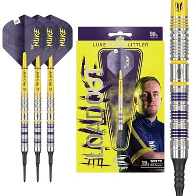 Target Darts Luke Littler Loadout Steel Tip Swiss Point Darts, 90% Tungsten Dartpfeil, 22G/23G/24G Steel Tip Dart Set, Player Edition Swiss Points Dart-Sets mit Werkzeug, Pro Grip Schäfte & No.2 Target Darts Luke Littler Loadout Steel Tip Swiss Point Darts, 90% Tungsten Dartpfeil, 22G/23G/24G Steel Tip Dart Set, Player Edition Swiss Points Dart-Sets mit Werkzeug, Pro Grip Schäfte & No.2