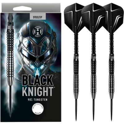 Harrows Black Knight Darts-Set mit 90% Wolframstahlspitze, 22 g, 23 g, 24 g und 25 g – inklusive Black Carbon ST Midi-Schäften und Micron Black Knight Flights Harrows Black Knight Darts-Set mit 90% Wolframstahlspitze, 22 g, 23 g, 24 g und 25 g – inklusive Black Carbon ST Midi-Schäften und Micron Black Knight Flights