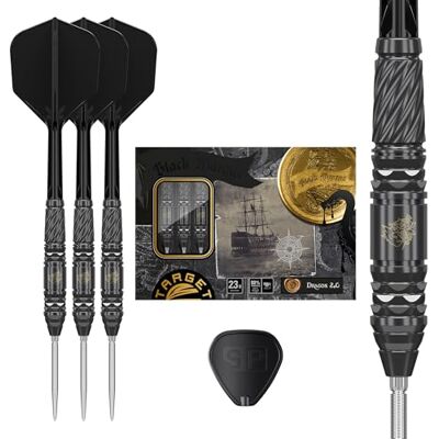 Target Darts Target Japan Black Marque Dragon G2 90% Tungsten K-Flex Swiss Point Steeldarts Set, 23G KFlex Dart Flight, Swiss Nano Points, Schwarz & Silber Steeldarts Spitzen mit K Flex integrierten Schäften Target Darts Target Japan Black Marque Dragon G2 90% Tungsten K-Flex Swiss Point Steeldarts Set, 23G KFlex Dart Flight, Swiss Nano Points, Schwarz & Silber Steeldarts Spitzen mit K Flex integrierten Schäften