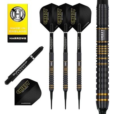 Harrows Dave Chisnall Chizzy Serie 3 Spieler-Dart-Set Professionelle Darts 90% Wolfram Soft-Tip Alle Gewichte Pro Darts 10-teiliges Set mit Supergrip Carbon Midi Schäften Harrows Dave Chisnall Chizzy Serie 3 Spieler-Dart-Set Professionelle Darts 90% Wolfram Soft-Tip Alle Gewichte Pro Darts 10-teiliges Set mit Supergrip Carbon Midi Schäften