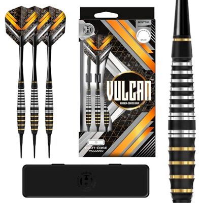 Harrows Vulcan Messing Softtip Darts Set – 18g & 20g – Rubber Grip Barrels mit Speedline Shafts, Vulcan Flights & Dartcase – Robuste Softtip Darts für Anfänger & elektronische Dartboards 18g Harrows Vulcan Messing Softtip Darts Set – 18g & 20g – Rubber Grip Barrels mit Speedline Shafts, Vulcan Flights & Dartcase – Robuste Softtip Darts für Anfänger & elektronische Dartboards 18g