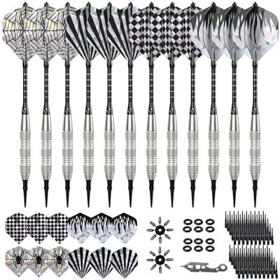 vonsera 12 Stück Dartpfeile mit Kunststoffspitze 18 g für Elektronische Dartscheibe, Softdart Set mit 24 Flights, 100 Ersatzspitzen und 2 Pcs Dartwing Protector, Dart Set Silber vonsera 12 Stück Dartpfeile mit Kunststoffspitze 18 g für Elektronische Dartscheibe, Softdart Set mit 24 Flights, 100 Ersatzspitzen und 2 Pcs Dartwing Protector, Dart Set Silber