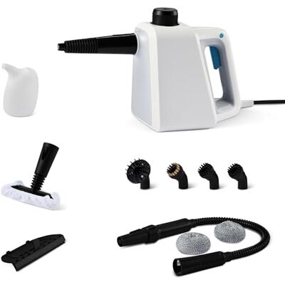 Amazon Handdampfreiniger für den Haushalt mit 9 Zubehörteilen, leistungsstarkem 1000-W-Dampfstoß, 250-ml-Tank, weiß Amazon Handdampfreiniger für den Haushalt mit 9 Zubehörteilen, leistungsstarkem 1000-W-Dampfstoß, 250-ml-Tank, weiß