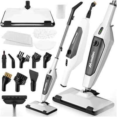 MalTec Dampfreiniger multifunktional 2000W Bodenwischer Polsterreiniger Handgerät Steam Cleaner mit Zubehör Weiss MalTec Dampfreiniger multifunktional 2000W Bodenwischer Polsterreiniger Handgerät Steam Cleaner mit Zubehör Weiss