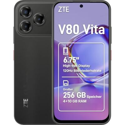 ZTE Blade V80 Vita Smartphone, 4GB+256GB, Mitternachtsschwarz ZTE Blade V80 Vita Smartphone, 4GB+256GB, Mitternachtsschwarz