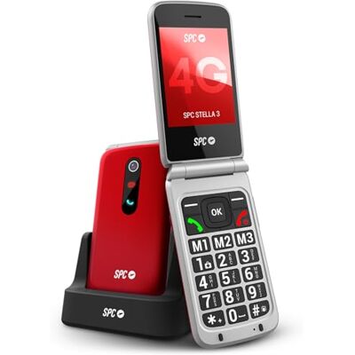 SPC Stella 3 Seniorenhandy, 4G, große Tasten, Rot SPC Stella 3 Seniorenhandy, 4G, große Tasten, Rot