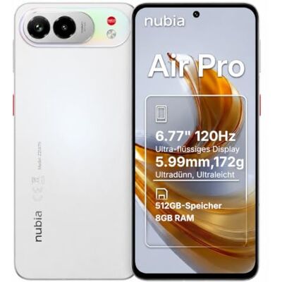 nubia Air Pro 5G Smartphone, Aeroweiß, 8+512GB, 6.77" AMOLED nubia Air Pro 5G Smartphone, Aeroweiß, 8+512GB, 6.77" AMOLED