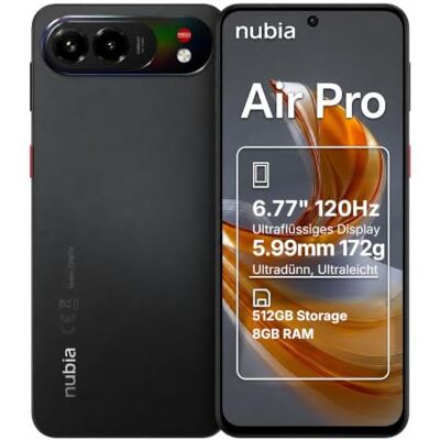 nubia Air Pro 5G Smartphone Prime Black, 8+512GB, 6.77" AMOLED nubia Air Pro 5G Smartphone Prime Black, 8+512GB, 6.77" AMOLED