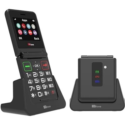 TTfone Klapphandy TT660 mit faltbarem Design, großen Tasten, Notruf, Langer Akkulaufzeit und 3G & 4G LTE Konnektivität (mit Dockladegerät) TTfone Klapphandy TT660 mit faltbarem Design, großen Tasten, Notruf, Langer Akkulaufzeit und 3G & 4G LTE Konnektivität (mit Dockladegerät)