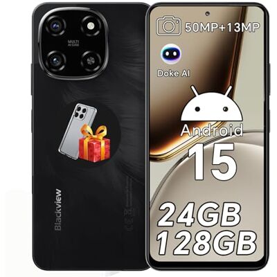Blackview Handy Ohne Vertrag 24GB+128GB/2TB TF, MTK G81 Octa Core 2.0GHz, Android 15, 6.67" 90Hz, 50MP+13MP, Smartphone, 5000mAh/18W, Dual SIM Handys/Fingerabdruck/Face ID/GPS/OTG Blackview Handy Ohne Vertrag 24GB+128GB/2TB TF, MTK G81 Octa Core 2.0GHz, Android 15, 6.67" 90Hz, 50MP+13MP, Smartphone, 5000mAh/18W, Dual SIM Handys/Fingerabdruck/Face ID/GPS/OTG