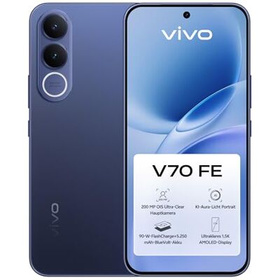 vivo V70 FE 5G Smartphone, 8 GB RAM + 256 GB ROM, 200 MP OIS ZEISS Kamera, 6.83" 1.5K AMOLED 120Hz Display, 5.250-mAh-BlueVolt-Akku, 90-W-Schnellladefunktion vivo V70 FE 5G Smartphone, 8 GB RAM + 256 GB ROM, 200 MP OIS ZEISS Kamera, 6.83" 1.5K AMOLED 120Hz Display, 5.250-mAh-BlueVolt-Akku, 90-W-Schnellladefunktion