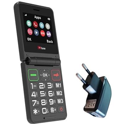 TTfone Klapphandy TT660 mit faltbarem Design, großen Tasten, Notruf, Langer Akkulaufzeit und 3G & 4G LTE Konnektivität (mit Netzladegerät) TTfone Klapphandy TT660 mit faltbarem Design, großen Tasten, Notruf, Langer Akkulaufzeit und 3G & 4G LTE Konnektivität (mit Netzladegerät)